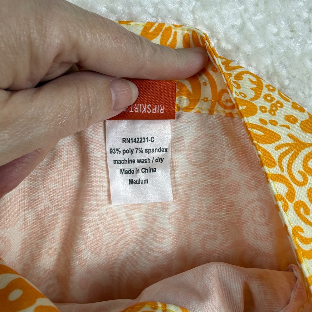 RipSkirt Skirt Womens Medium Orange Floral Paisley Wrap Style Stretch Pockets - Picture 4 of 7